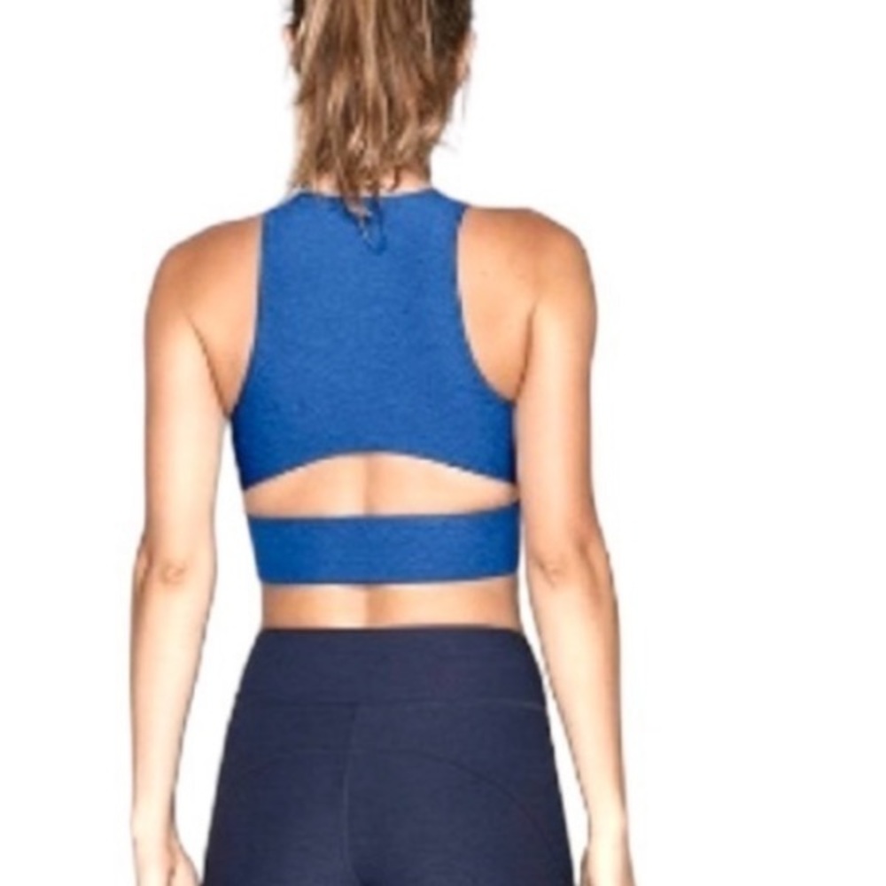 Outdoor Voices Slashback crop top tank bra blue black XS S - Picture 2 of 6